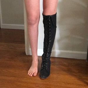 Lace up above the knee boot